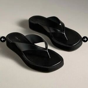 Reformation Eden Black Women's Leather Flip Flop Sandals